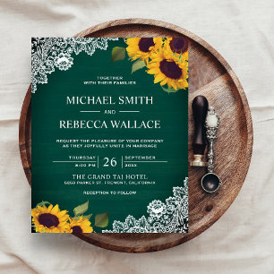 Lámina Invitación a la boda del presupuesto del girasol v