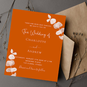 Lámina Invitación a la boda del presupuesto del naranja q