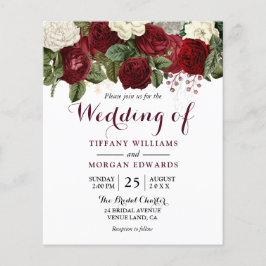 Lámina Invitación a la boda del presupuesto floral blanca