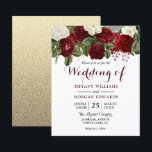 Lámina Invitación a la boda del presupuesto floral blanca<br><div class="desc">Boda presupuestal floral blanca y roja de Borgoña Invita a una alternativa más barata que una invitación estándar.</div>