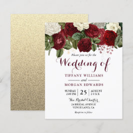 Lámina Invitación a la boda del presupuesto floral blanca