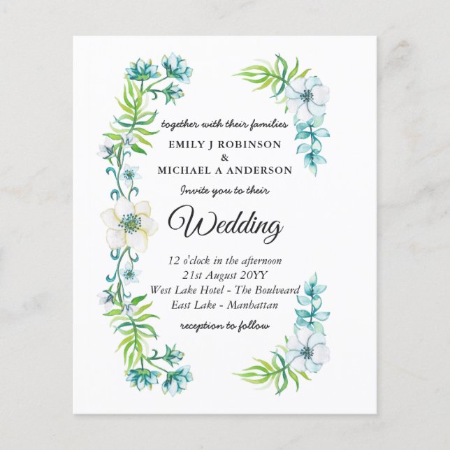 Lámina Invitación a la boda del presupuesto Primavera flo (Anverso)