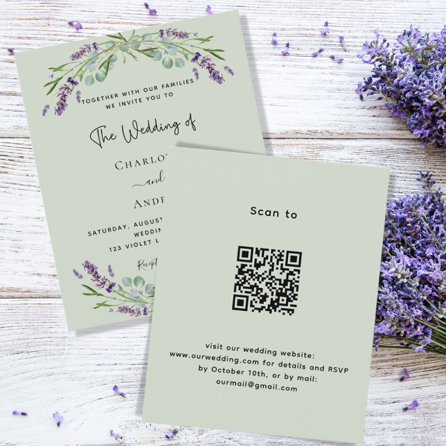 Lámina Invitación a la boda del presupuesto QR verde de L (Subido por el creador)