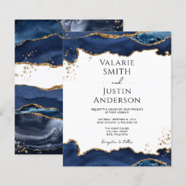 Lámina Invitación a la boda del Purpurina de oro azul Aga