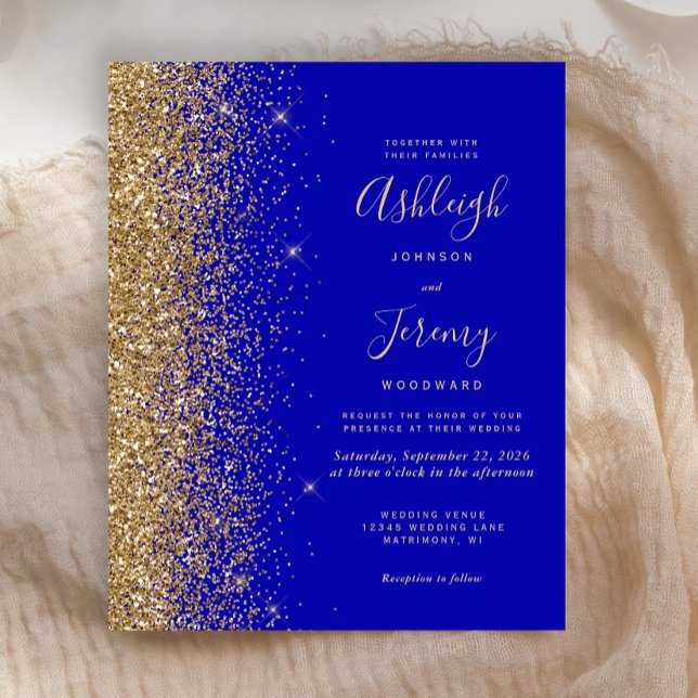 Lámina Invitación a la boda del Purpurina Royal Blue Gold (Subido por el creador)