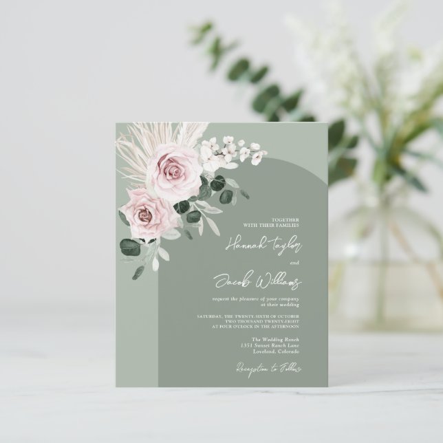 Lámina Invitación a la boda del sabio de eucaliptos flora (Anverso de pie)
