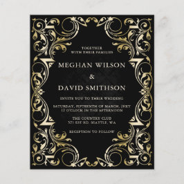 Lámina Invitación a la Boda Dorada Ornamental de Presupue