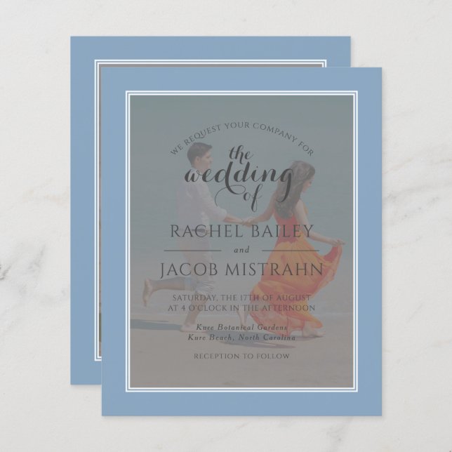 Lámina Invitación a la boda económica de 2 fotos de Ocean (Anverso / Reverso)