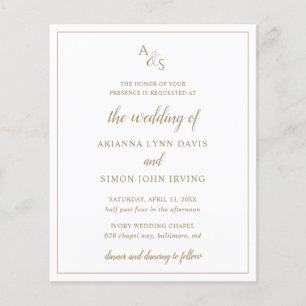 Lámina Invitación a la boda económica elegante con monogr