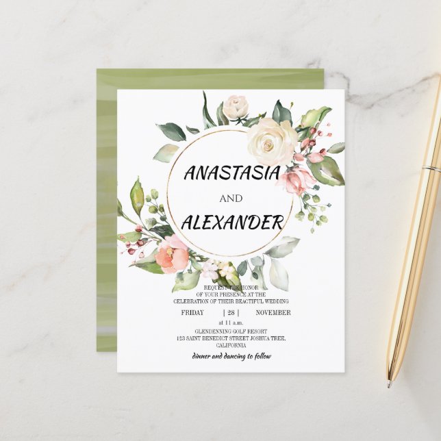 Lámina Invitación a la boda económica. Invitación (Anverso/Reverso In Situ)