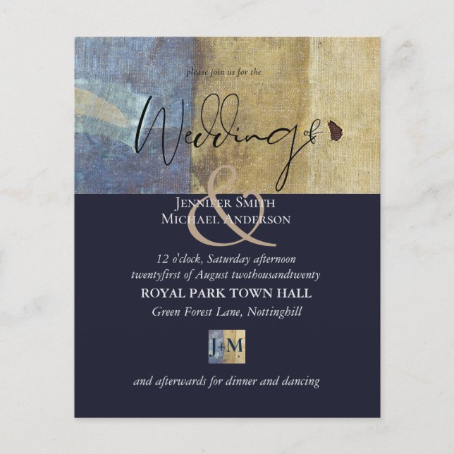 Lámina Invitación a la boda económica moderna de la Marin (Anverso)