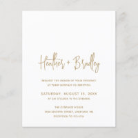 Invitación a la boda económica moderna de oro mini