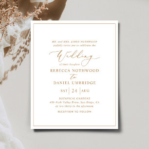 Lámina Invitación a la boda elegante blanca y de oro pres