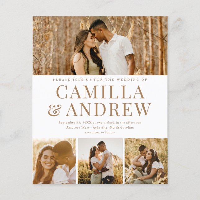 Lámina Invitación a la boda elegante con fotos de Budget  (Anverso)