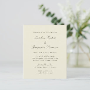 Lámina Invitación a la boda elegante de marfil-oliva de p