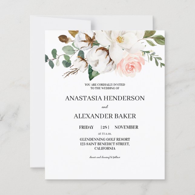 Lámina Invitación a la boda elegante del presupuesto. (Anverso)