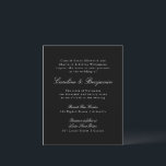 Lámina Invitación a la boda elegante-negra formal del pre<br><div class="desc">Presupuesto Clásico Tradicional Script Elegante Invitación a matrimonio con texto blanco sobre fondo negro</div>
