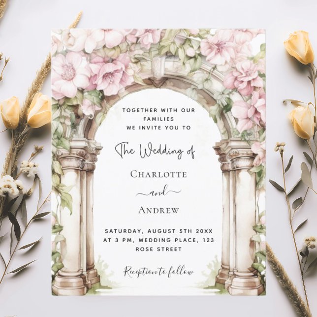 Lámina Invitación a la boda en arco de florines rosas (Subido por el creador)