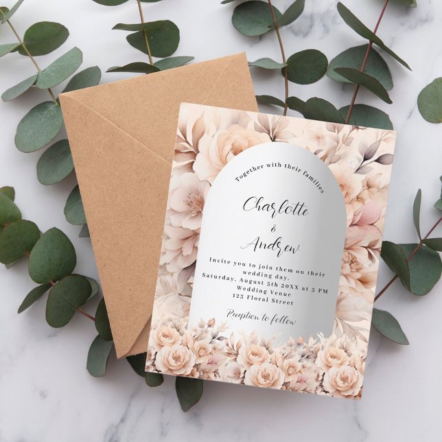 Lámina invitación a la boda en arco floral de plata Rosa (Subido por el creador)