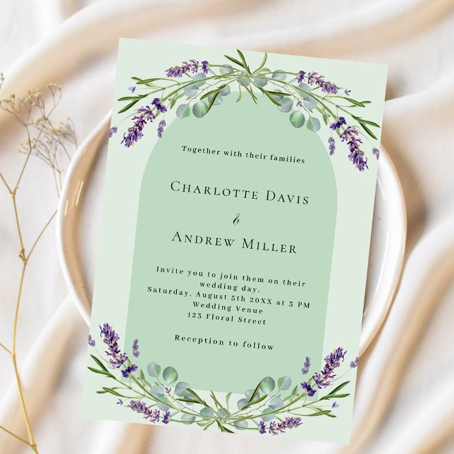 Lámina Invitación a la boda en arco verde de lavanda (Subido por el creador)