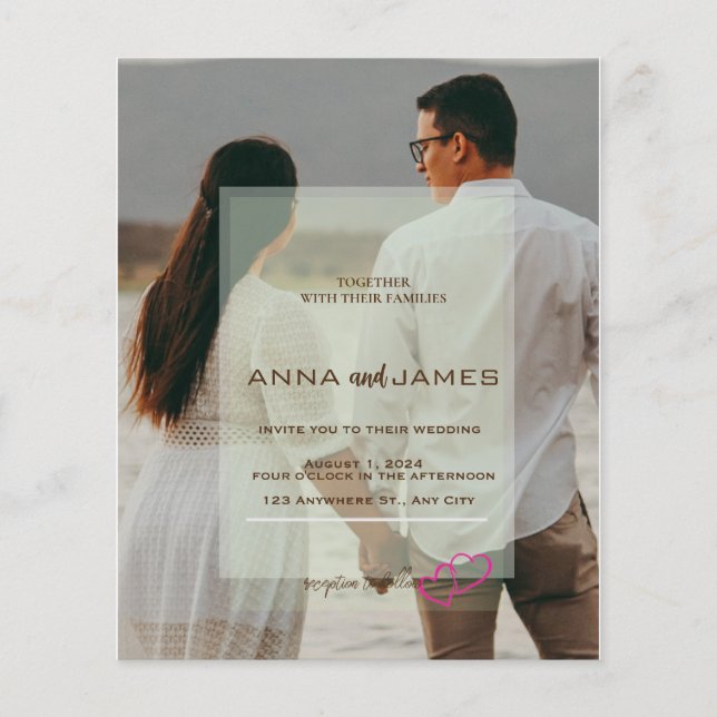 Lámina Invitación a la boda en capas de fotos de presupue (Anverso)