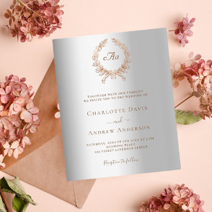 Lámina Invitación a la boda en monograma de oro rosa plat