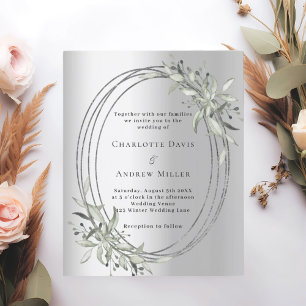 Lámina Invitación a la boda en verde sabio plateado