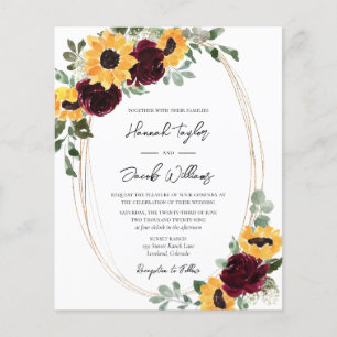 Lámina Invitación a la boda entre girasol y Rosas rústico