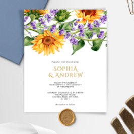 Lámina Invitación a la boda entre girasoles y lavanda