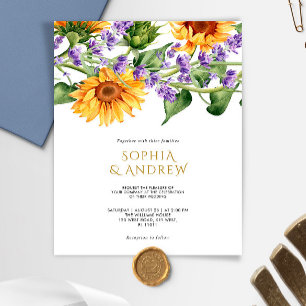 Lámina Invitación a la boda entre girasoles y lavanda