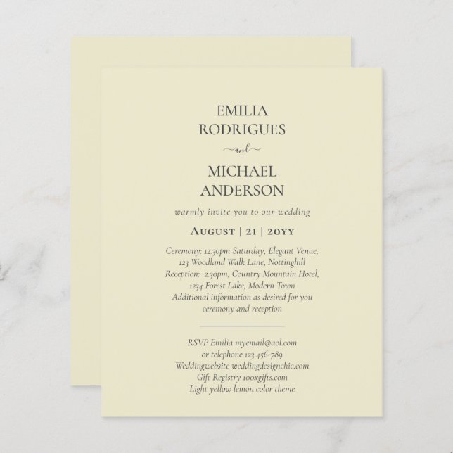 Lámina Invitación a la boda española BILINGUAL Nuestra Bo (Anverso / Reverso)