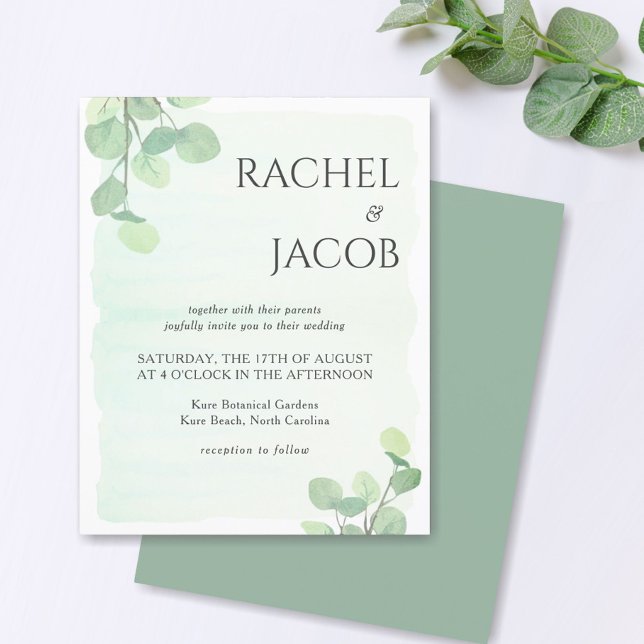 Lámina Invitación a la boda Eucalyptus Greenery Watercolo (Subido por el creador)