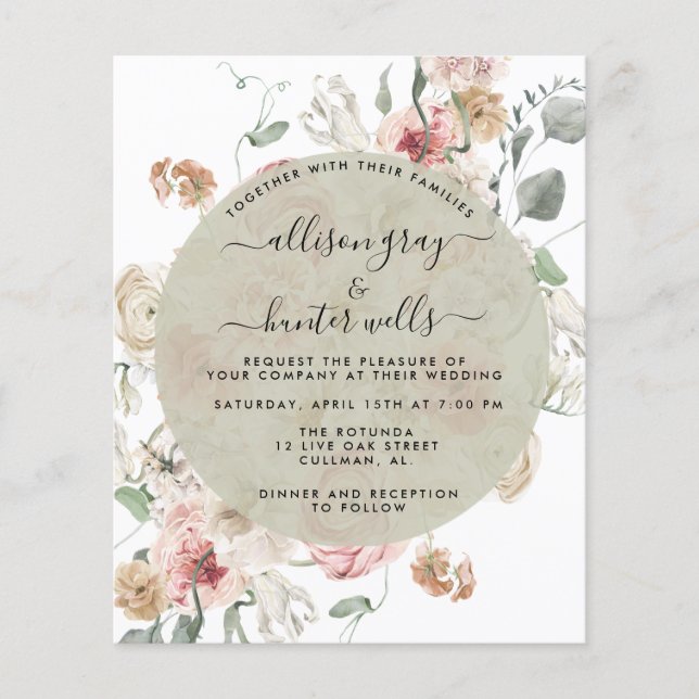 Lámina Invitación a la boda floral | Annabeth (Anverso)