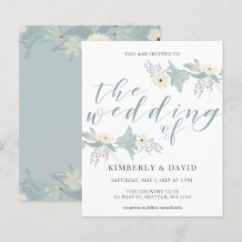 Lámina Invitación a la boda floral azul agitada del presu