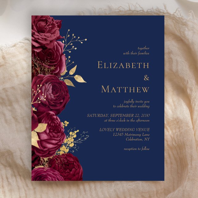 Lámina Invitación a la boda floral azul de la Marina Borg (Subido por el creador)