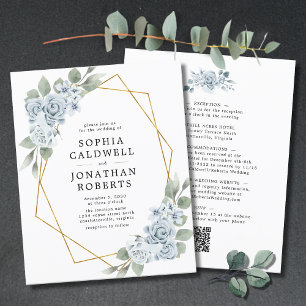 Lámina Invitación a la boda floral azul de presupuesto