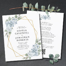 Lámina Invitación a la boda floral azul de presupuesto