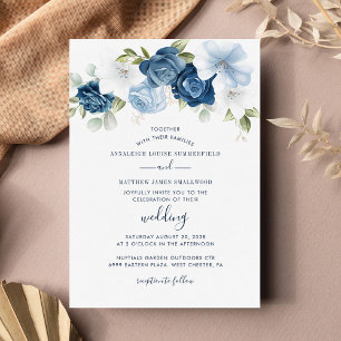 Lámina Invitación a la boda floral azul turquesa presupue
