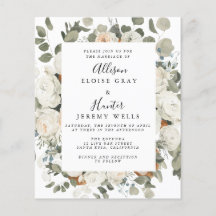 Invitación a la boda floral blanca