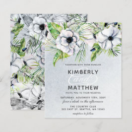 Lámina Invitación a la boda floral blanca y rusa de presu