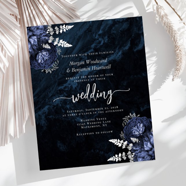 Lámina Invitación a la boda floral Blue Silver de la Mari (Subido por el creador)