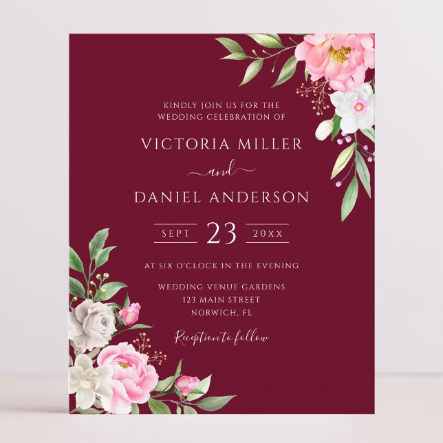 Lámina Invitación a la boda floral con acuarela de Borgoñ (Subido por el creador)