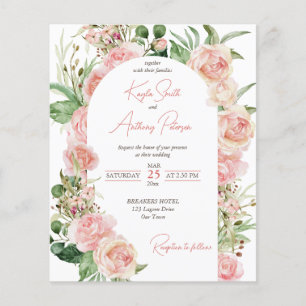 Lámina Invitación a la boda floral con arco de rosa rosa 