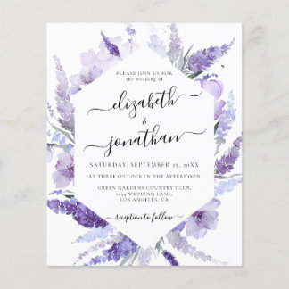 Lámina Invitación a la boda floral con flores de lavanda