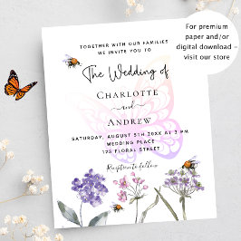 Lámina Invitación a la boda floral con presupuesto violen