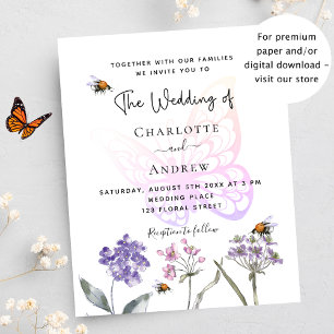 Lámina Invitación a la boda floral con presupuesto violen