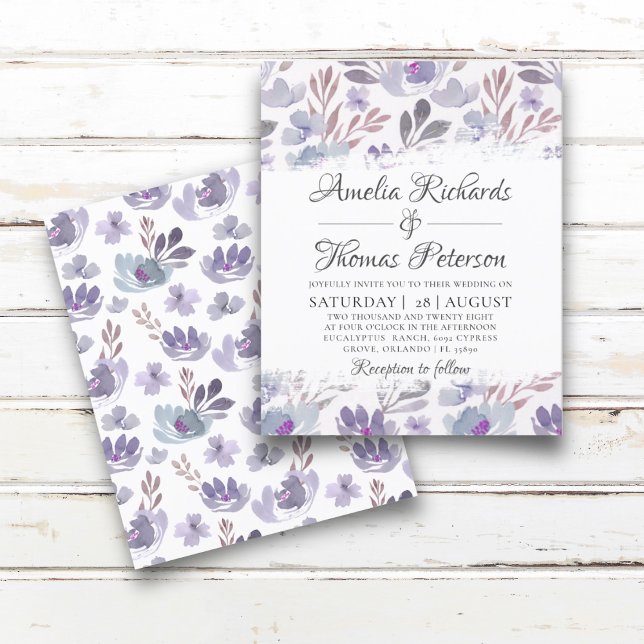 Lámina Invitación a la boda floral de acuarela del Boho d (Subido por el creador)
