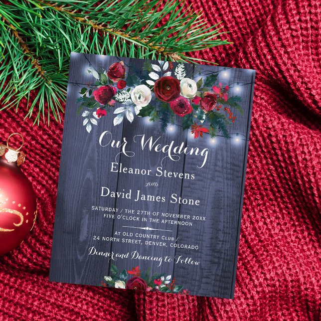 Lámina Invitación a la boda floral de Borgoña en invierno (Subido por el creador)