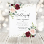 Lámina Invitación a la boda floral de Borgoña y Rubor<br><div class="desc">Invitación a la boda floral de Borgoña y Rubor</div>