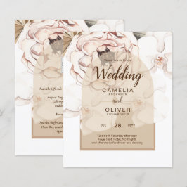 Lámina Invitación a la boda floral de champán rosa LeahG 